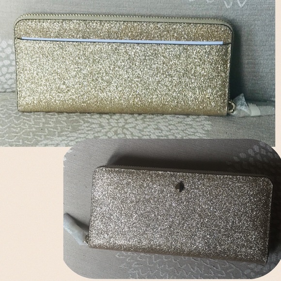 ✨KATE SPADE✨HOST PICK! Gold Glitter Wallet NEW - Picture 7 of 13